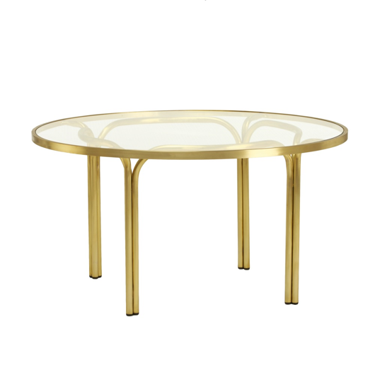Picture of KANTAN BRASS 42" ROUND CHAT TABLE, GLASS TOP