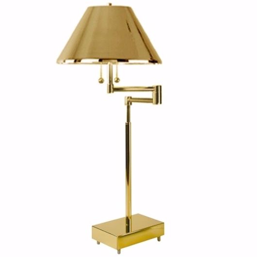 Picture of BRASS SHADE TELESCOPING SWING ARM