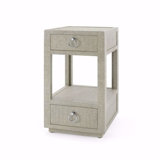 Picture of CAMILLA 2-DRAWER SIDE TABLE, MOSS GRAY TWEED