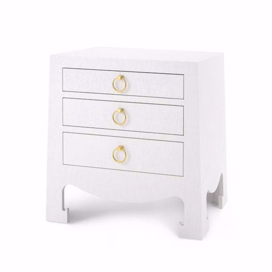 Picture of JACQUI 3-DRAWER SIDE TABLE, WHITE GRASSCLOTH