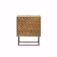 Picture of CUBIC 2-DRAWER SIDE TABLE, ANTIQUE BRASS