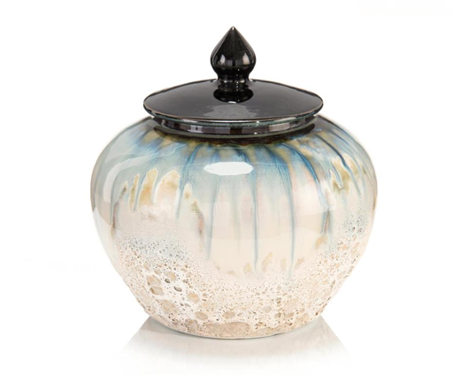Picture of WHITE AND SMALT BLUE LIDDED JAR II