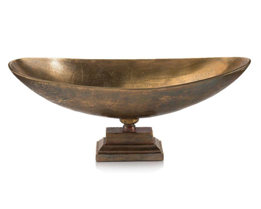 Picture of ANTIQUE BRASS BOAT-SHAPED COMPOTE