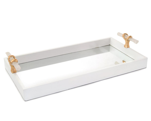 Picture of WHITE TRAY WITH SELENITE HANDLES
