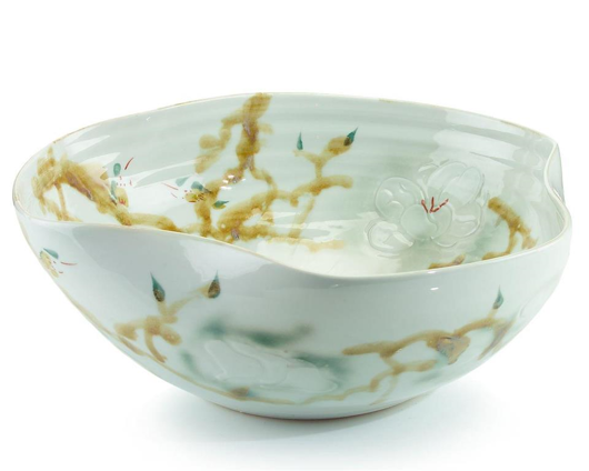 Picture of CURLED-RIM BOWL IN GREENS AND YELLOWS