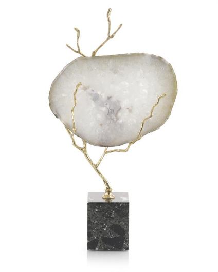 Picture of WHITE AGATE HELD IN BRASS BRANCH