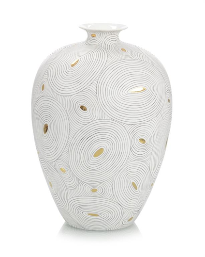 Picture of WHITE PORCELAIN VASE WITH GOLD II