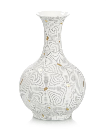 Picture of WHITE PORCELAIN VASE WITH GOLD I
