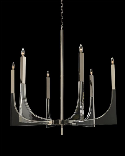 Picture of ACRYLIC AND NICKEL SIX-LIGHT CHANDELIER