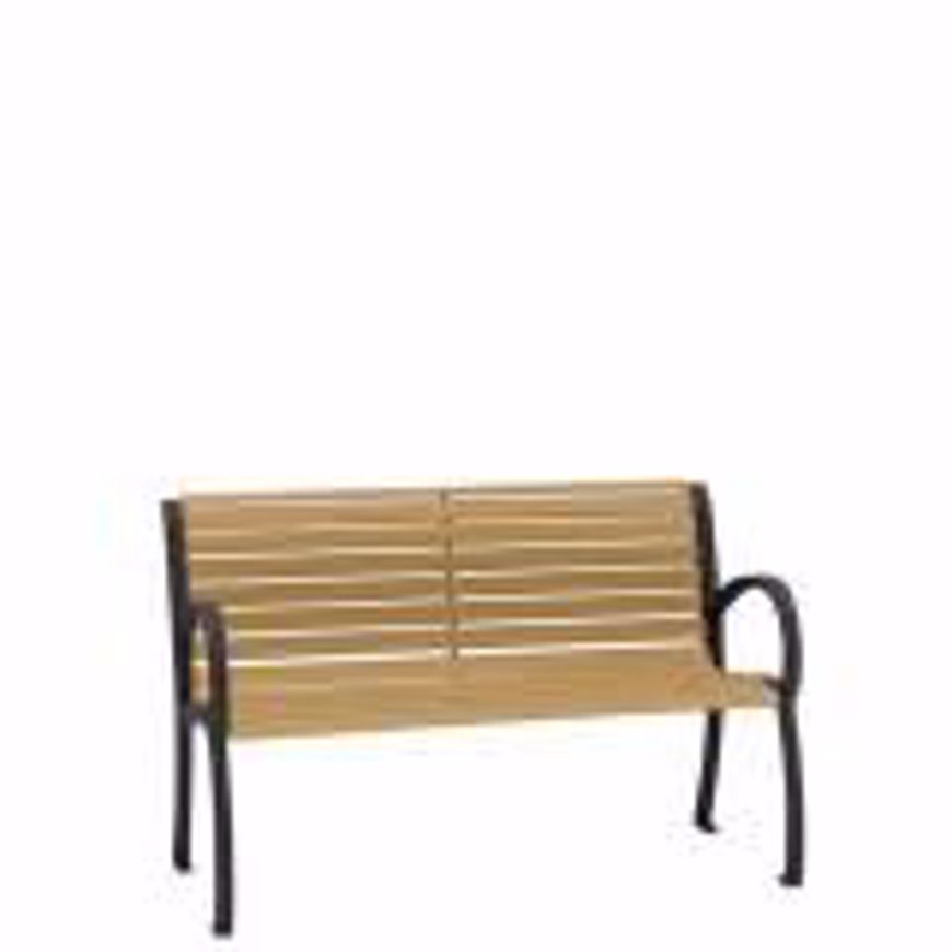 Picture of DISTRICT 4' BENCH WITH BACK AND ARMS, FAUX WOOD SLAT