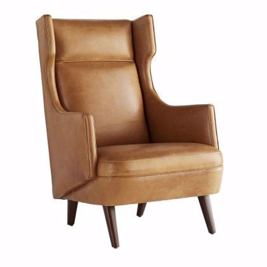 Picture of BUDELLI WING CHAIR COGNAC LEATHER DARK WALNUT