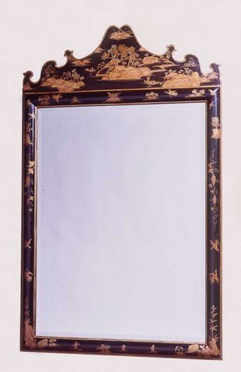 Picture of CHARLES II STYLE CHINOISERIE BLACK & GOLD LACQUER MIRROR