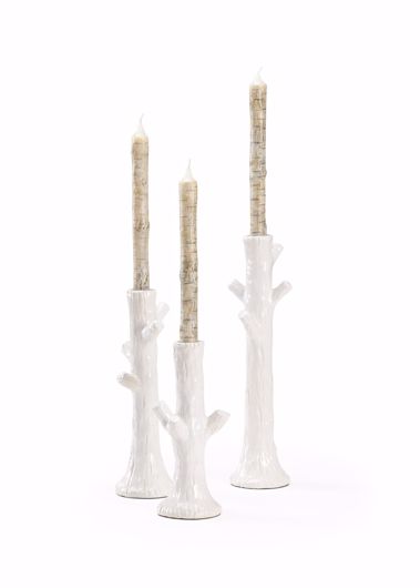 Picture of FAUX BOIS CANDELSTICKS - WHITE (S3)