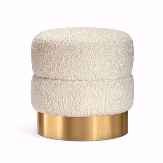 Picture of CHARLIZE STOOL - FAUX SHEARLING/ BRASS