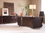 Picture of SEVEN DRAWER DESK WITH BLACK LEATHER TOP