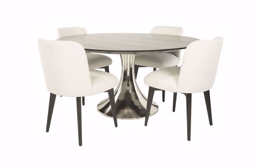 Picture of HARLOW DINING TABLE (HAMMERED POLISHED NICKEL) & TANG DINING SIDE CHAIRS