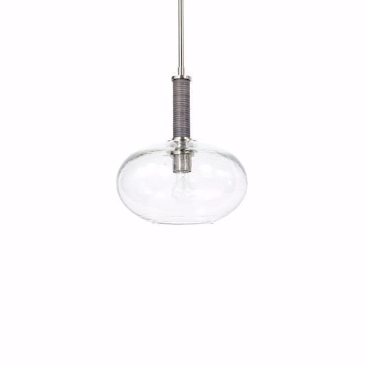 Picture of BRONSON GLASS PENDANT WIDE, PEWTER