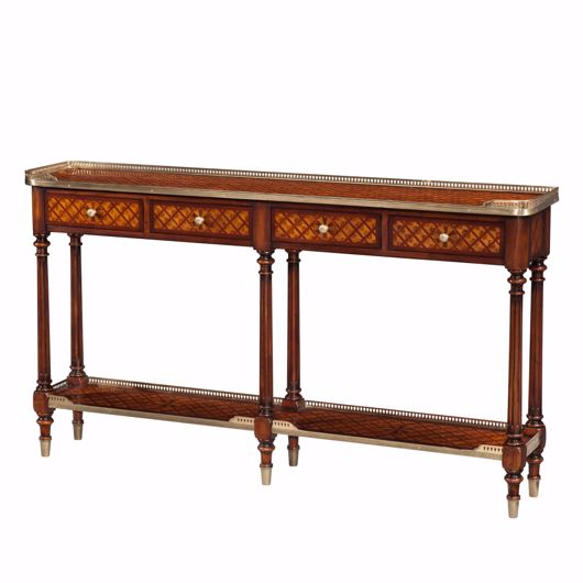 Picture of BURL LATTICE PARQUETRY, BRASS MOUNTED CONSOLE TABLE