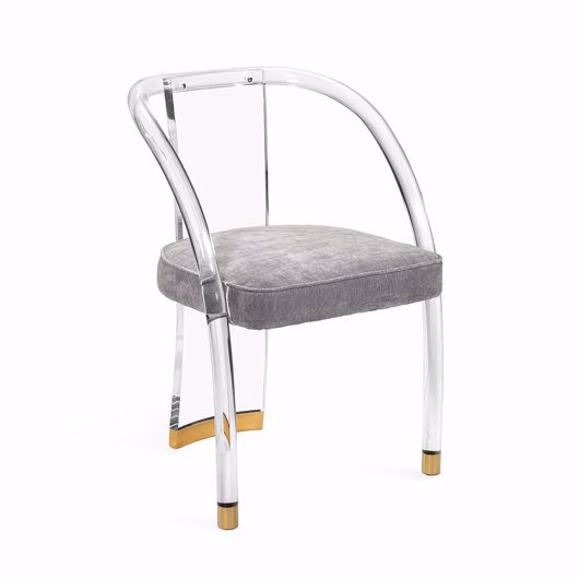Picture of WILLA DINING CHAIR - OCEAN GREY/ BRASS